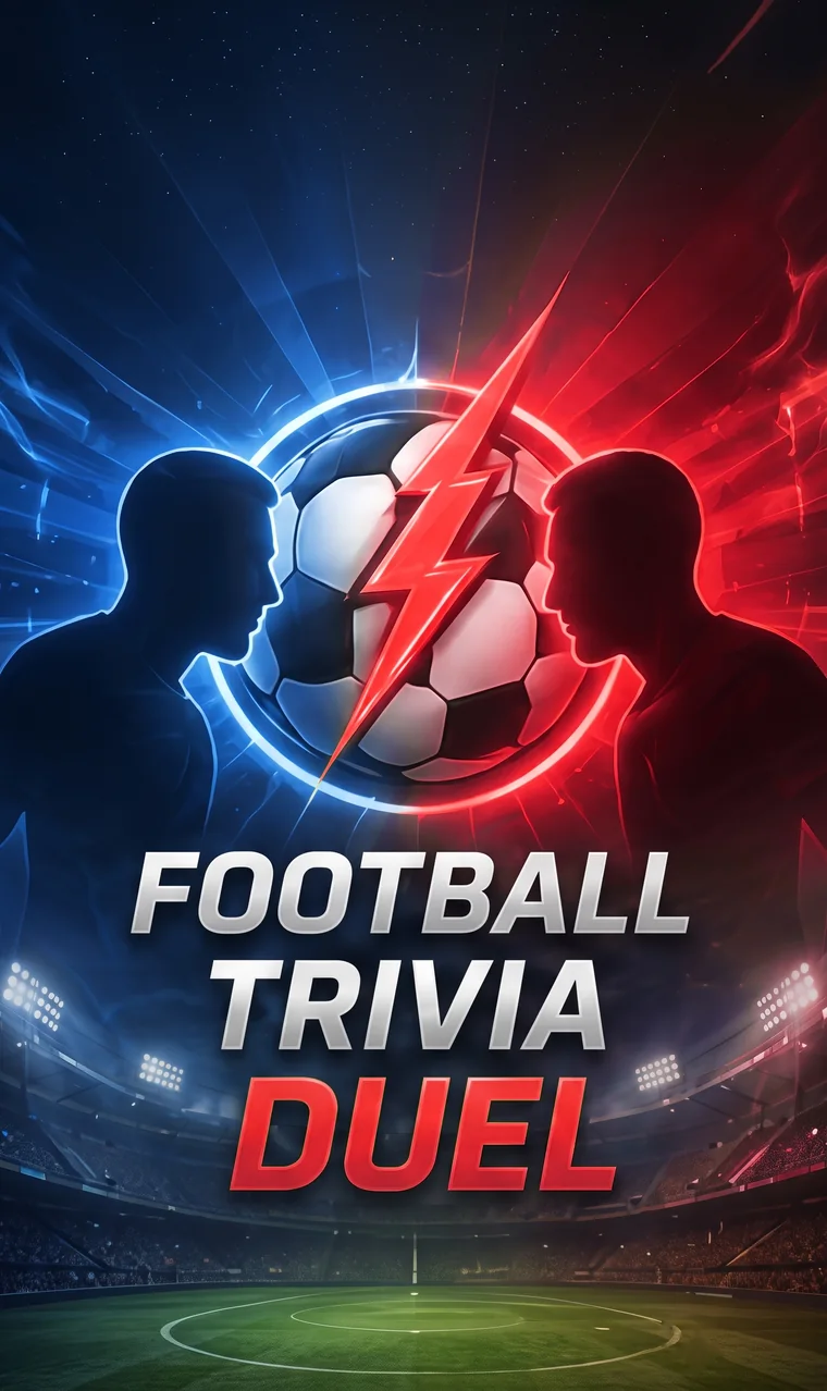 Football Trivia Duel opening screen: two silhouetted players facing off across a football.